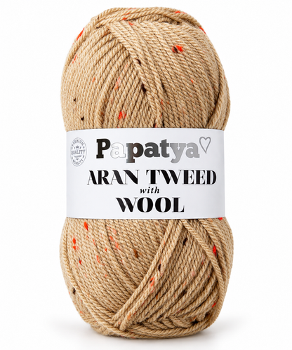 ARAN TWEED with WOOL - Papatya