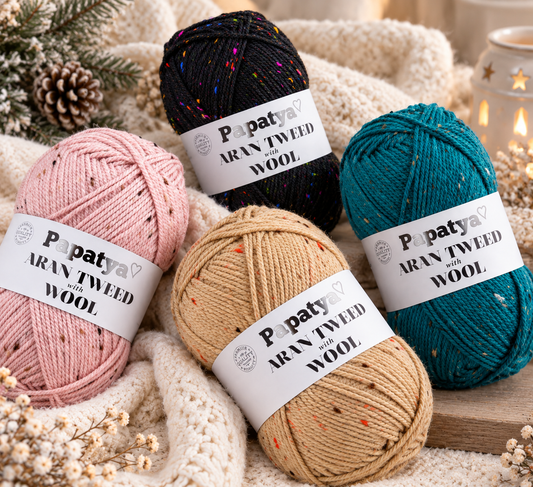ARAN TWEED with WOOL - Papatya